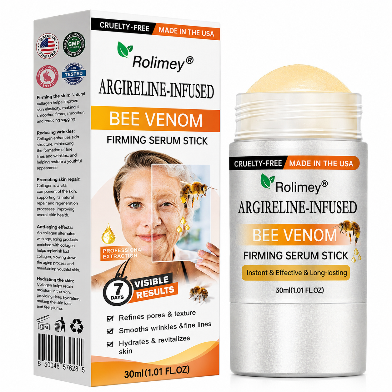 🥰Made and Shipped from the USA🇺🇸 Rolimey® Argireline-Infused Bee Venom Firming Serum Stick (⏳LAST DAY 70% OFF)✨