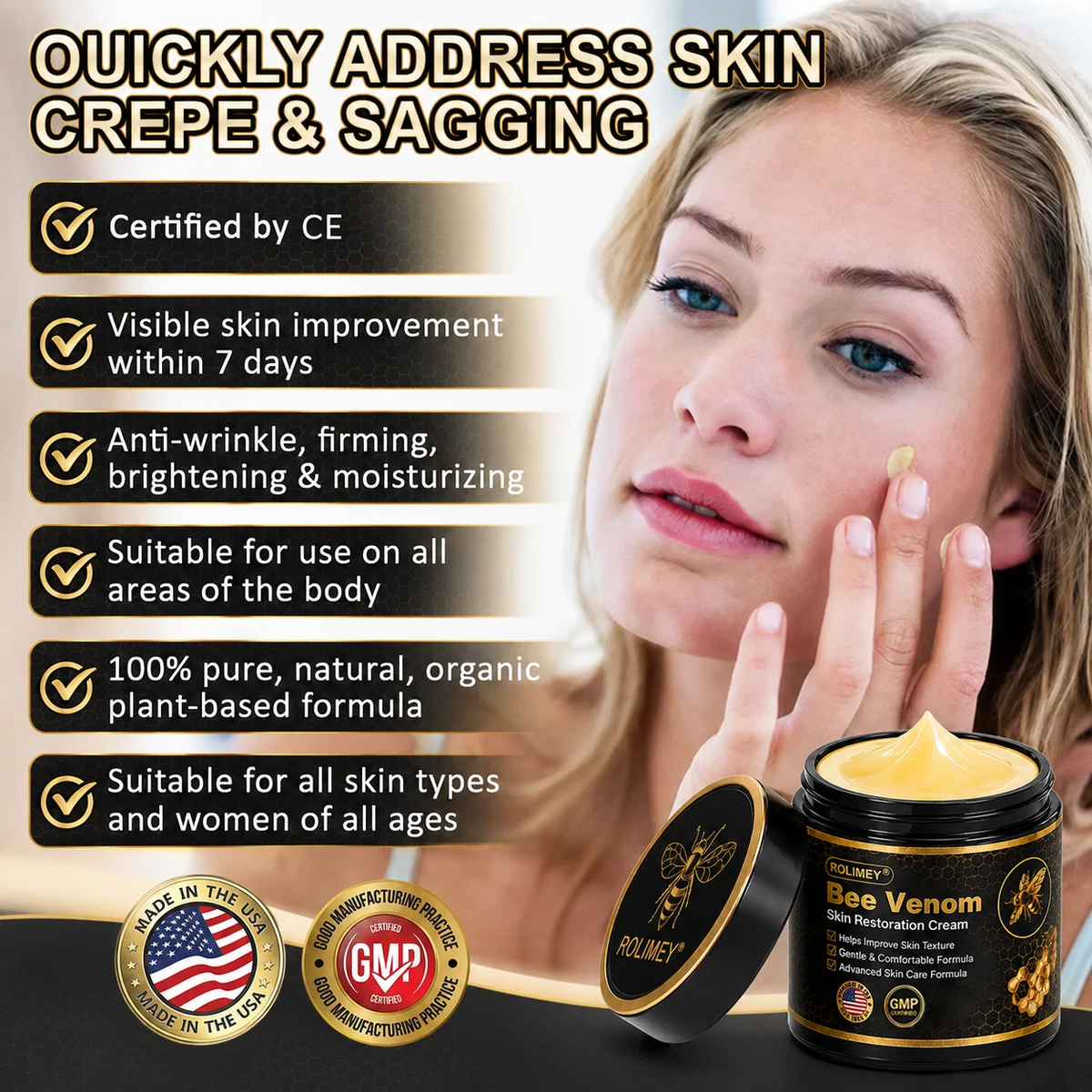 Rolimey® Bee venom Pro Comprehensive Cream —Tightening for Skin Types 🔥