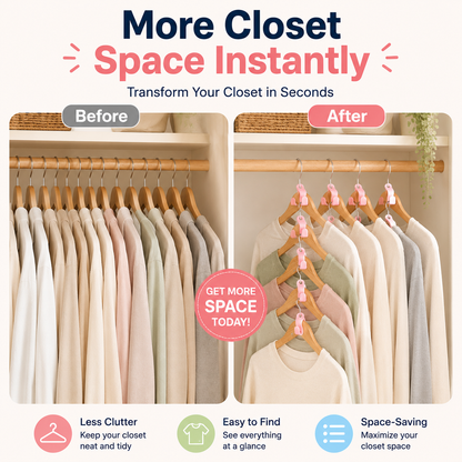 🔥 50% OFF TODAY! Space-Saving Hanger Hooks for Closets & Wardrobes