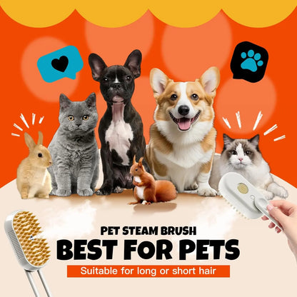 3 in 1 Pet Steam Brush | Rechargeable, Self-Cleaning, Deshedding & Massage Tool for Dogs & Cats-Final 3 Hours: 30%OFF 🔥