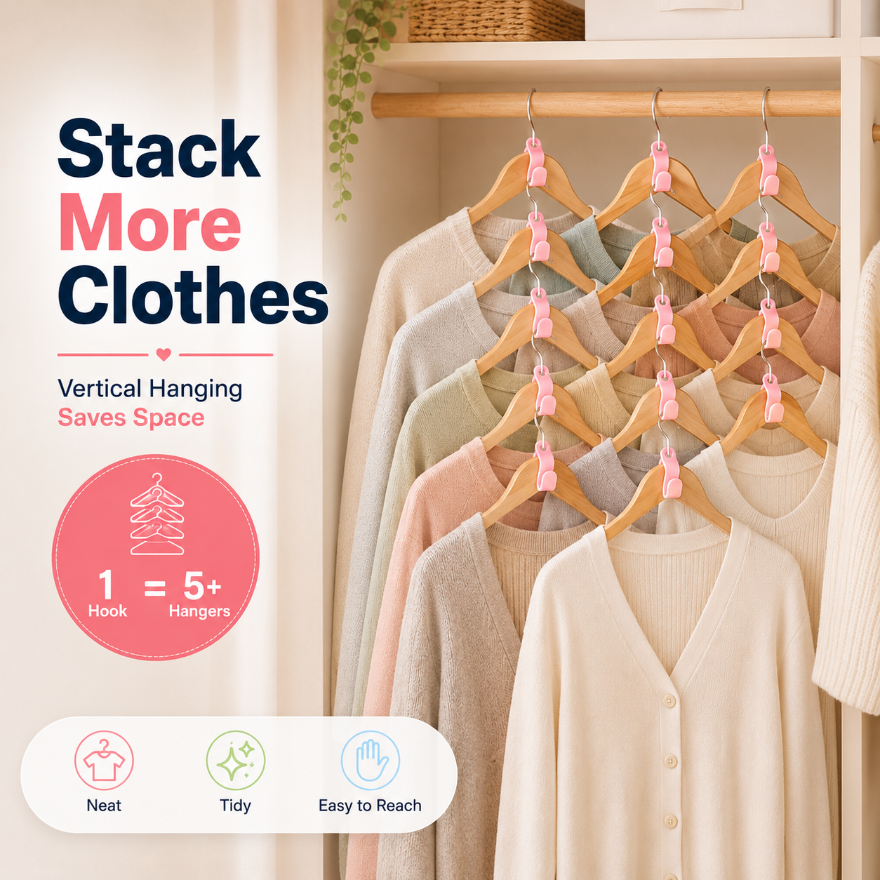 🔥 50% OFF TODAY! Space-Saving Hanger Hooks for Closets & Wardrobes