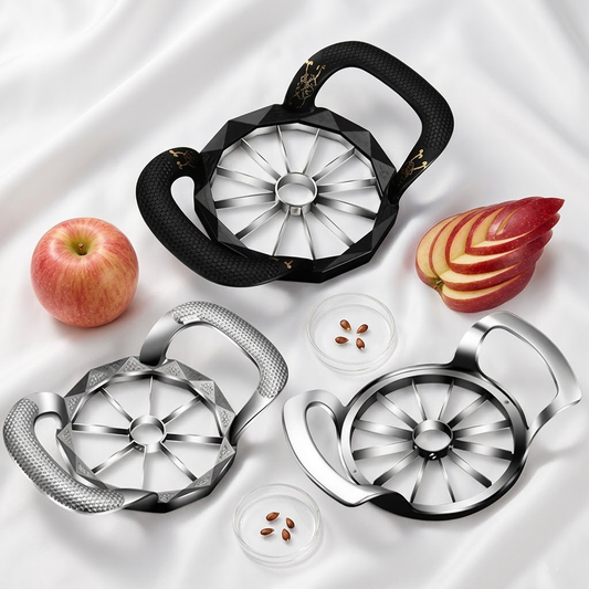 Noveliquecosh Heavy Duty Zinc Alloy Apple Slicer & Corer, Premium Fruit Divider with 8-Blade Splitter, Creative Portable Pitting Tool for Apples, Pears, and Potatoes, Silver