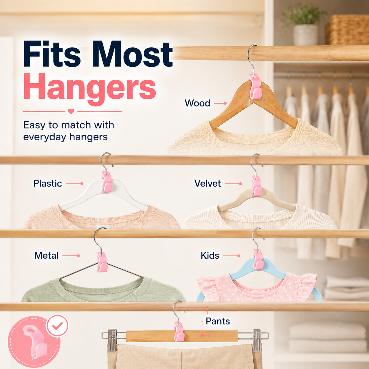🔥 50% OFF TODAY! Space-Saving Hanger Hooks for Closets & Wardrobes