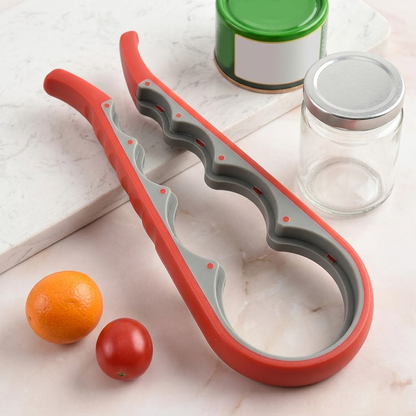 Noveliquecosh Premium 4-in-1 Non-Slip Jar & Bottle Opener - Effortless Lid Gripper for Kitchen, Professional Manual Can Opener and Cap Remover Tool