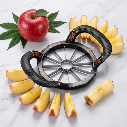Noveliquecosh Heavy Duty Zinc Alloy Apple Slicer & Corer, Premium Fruit Divider with 8-Blade Splitter, Creative Portable Pitting Tool for Apples, Pears, and Potatoes, Silver