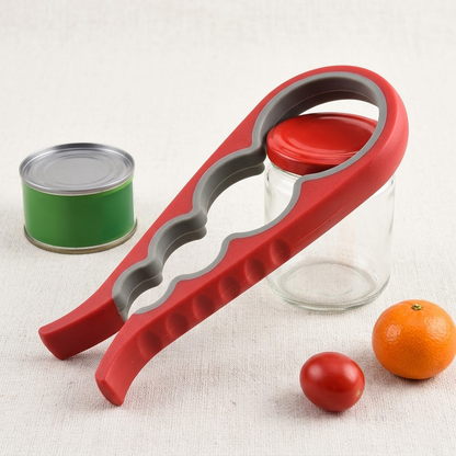 Noveliquecosh Premium 4-in-1 Non-Slip Jar & Bottle Opener - Effortless Lid Gripper for Kitchen, Professional Manual Can Opener and Cap Remover Tool