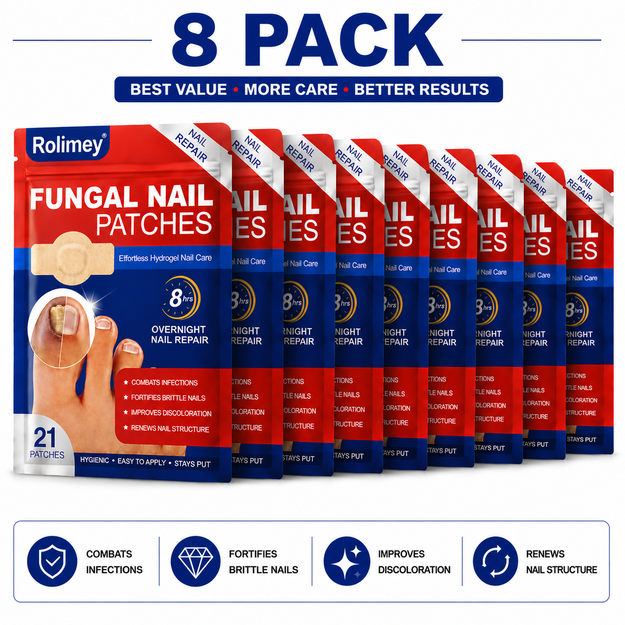 🌙 FUNGEX Overnight Nail Repair Patches - Thick & Yellow Nail Care