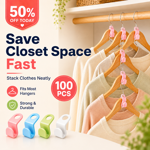 🔥 50% OFF TODAY! Space-Saving Hanger Hooks for Closets & Wardrobes
