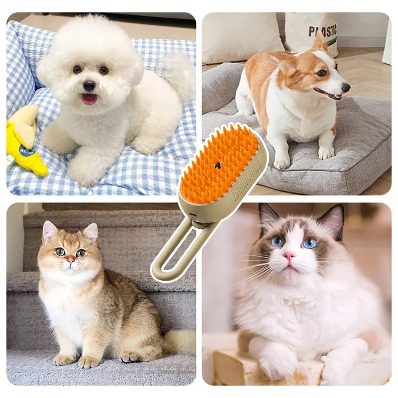 3 in 1 Pet Steam Brush | Rechargeable, Self-Cleaning, Deshedding & Massage Tool for Dogs & Cats-Final 3 Hours: 30%OFF 🔥